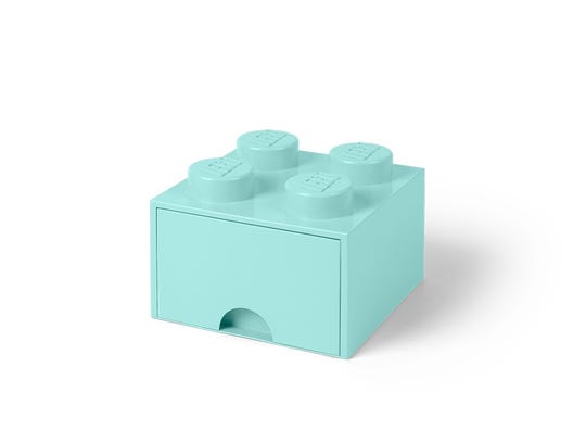 LEGO 5005714 - LEGO® 4-knops akvamarinblå opbevaringsklods med skuffe