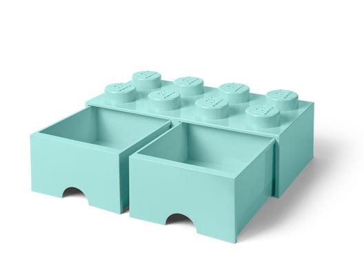 LEGO 5006182 - 8-knops opbevaringsklods med skuffe – akvamarinblå