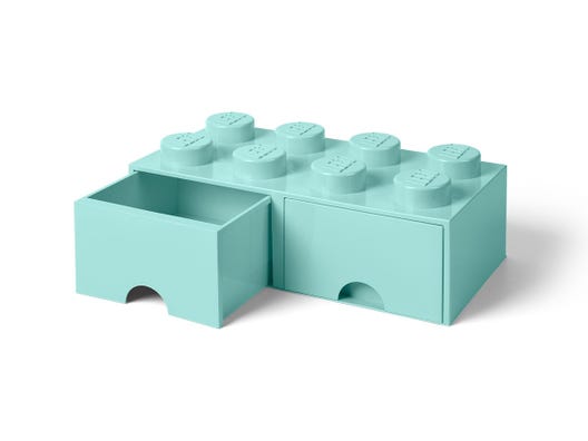 LEGO 5006182 - 8-knops opbevaringsklods med skuffe – akvamarinblå